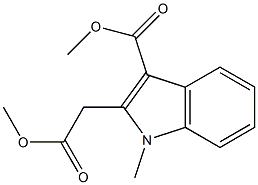 Methyl 3-methoxycarbonyl-1-methylindol-2-ylacetate Struktur