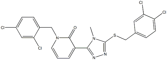 1-(2,4-dichlorobenzyl)-3-{5-[(3,4-dichlorobenzyl)sulfanyl]-4-methyl-4H-1,2,4-triazol-3-yl}-2(1H)-pyridinone Struktur