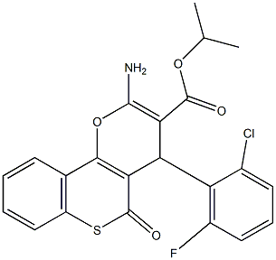 isopropyl 2-amino-4-(2-chloro-6-fluorophenyl)-5-oxo-4H,5H-thiochromeno[4,3-b]pyran-3-carboxylate Struktur