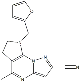 8-(2-furylmethyl)-5-methyl-7,8-dihydro-6H-pyrazolo[1,5-a]pyrrolo[3,2-e]pyrimidine-2-carbonitrile Struktur