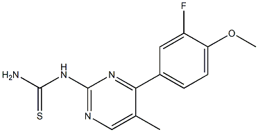 N-[4-(3-fluoro-4-methoxyphenyl)-5-methyl-2-pyrimidinyl]thiourea Struktur