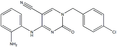 4-(2-aminoanilino)-1-(4-chlorobenzyl)-2-oxo-1,2-dihydropyrimidine-5-carbonitrile Struktur