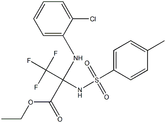 ethyl 2-(2-chloroanilino)-3,3,3-trifluoro-2-{[(4-methylphenyl)sulfonyl]amino}propanoate Struktur