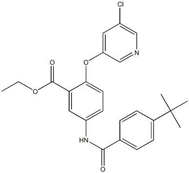 ethyl 5-{[4-(tert-butyl)benzoyl]amino}-2-[(5-chloro-3-pyridyl)oxy]benzoate Struktur