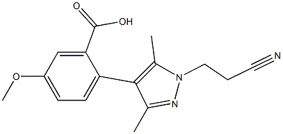 2-[1-(2-cyanoethyl)-3,5-dimethyl-1H-pyrazol-4-yl]-5-methoxybenzoic acid Struktur