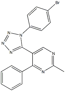 5-[1-(4-bromophenyl)-1H-1,2,3,4-tetraazol-5-yl]-2-methyl-4-phenylpyrimidine Struktur