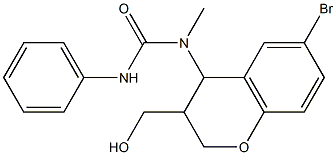 N-[6-bromo-3-(hydroxymethyl)-3,4-dihydro-2H-chromen-4-yl]-N-methyl-N'-phenylurea Struktur