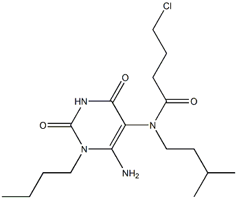 N-(6-Amino-1-butyl-2,4-dioxo-1,2,3,4-tetrahydro-pyrimidin-5-yl)-4-chloro-N-(3-methyl-butyl)-butyramide Struktur