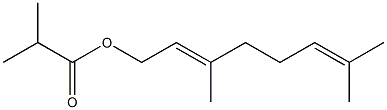 3,7-dimethylocta-2,6-dienyl 2-methylpropanoate Struktur