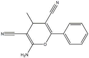 2-amino-4-methyl-6-phenyl-4H-pyran-3,5-dicarbonitrile Struktur