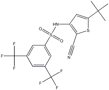 N1-[5-(tert-butyl)-2-cyano-3-thienyl]-3,5-di(trifluoromethyl)benzene-1-sulfonamide Struktur