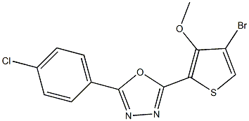 2-(4-bromo-3-methoxy-2-thienyl)-5-(4-chlorophenyl)-1,3,4-oxadiazole Struktur