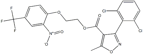 2-[2-nitro-4-(trifluoromethyl)phenoxy]ethyl 3-(2,6-dichlorophenyl)-5-methylisoxazole-4-carboxylate Struktur