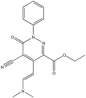 ethyl 5-cyano-4-[2-(dimethylamino)vinyl]-6-oxo-1-phenyl-1,6-dihydropyridazi ne-3-carboxylate Struktur