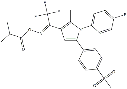 1-(4-fluorophenyl)-2-methyl-5-[4-(methylsulfonyl)phenyl]-3-[2,2,2-trifluoro(isobutyryloxy)ethanimidoyl]-1H-pyrrole Struktur