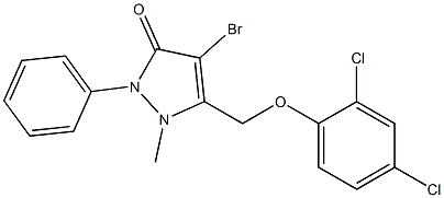 4-bromo-5-[(2,4-dichlorophenoxy)methyl]-1-methyl-2-phenyl-1,2-dihydro-3H-pyrazol-3-one Struktur