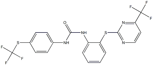 N-(2-{[4-(trifluoromethyl)pyrimidin-2-yl]thio}phenyl)-N'-{4-[(trifluoromethyl)thio]phenyl}urea Struktur