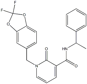 1-[(2,2-difluoro-1,3-benzodioxol-5-yl)methyl]-2-oxo-N-(1-phenylethyl)-1,2-dihydro-3-pyridinecarboxamide Struktur