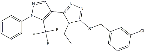 3-chlorobenzyl 4-ethyl-5-[1-phenyl-5-(trifluoromethyl)-1H-pyrazol-4-yl]-4H-1,2,4-triazol-3-yl sulfide Struktur