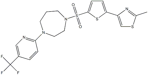 2-methyl-4-[5-({4-[5-(trifluoromethyl)-2-pyridyl]-1,4-diazepan-1-yl}sulfonyl)-2-thienyl]-1,3-thiazole Struktur