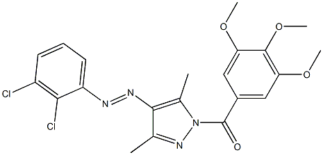 {4-[2-(2,3-dichlorophenyl)diaz-1-enyl]-3,5-dimethyl-1H-pyrazol-1-yl}(3,4,5-trimethoxyphenyl)methanone Struktur