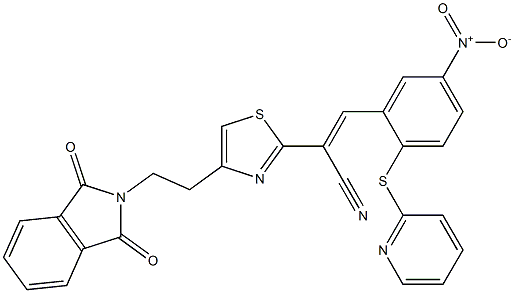 2-{4-[2-(1,3-dioxo-1,3-dihydro-2H-isoindol-2-yl)ethyl]-1,3-thiazol-2-yl}-3-[5-nitro-2-(2-pyridinylsulfanyl)phenyl]acrylonitrile Struktur