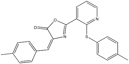 4-(4-methylbenzylidene)-2-{2-[(4-methylphenyl)thio]-3-pyridyl}-4,5-dihydro-1,3-oxazol-5-one Struktur