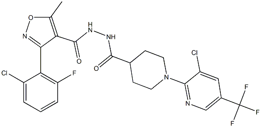 3-(2-chloro-6-fluorophenyl)-N'-({1-[3-chloro-5-(trifluoromethyl)-2-pyridinyl]-4-piperidinyl}carbonyl)-5-methyl-4-isoxazolecarbohydrazide Struktur