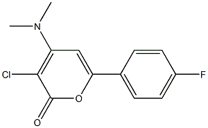 3-chloro-4-(dimethylamino)-6-(4-fluorophenyl)-2H-pyran-2-one Struktur