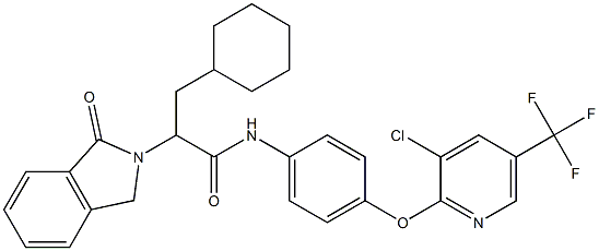 N-(4-{[3-chloro-5-(trifluoromethyl)-2-pyridinyl]oxy}phenyl)-3-cyclohexyl-2-(1-oxo-1,3-dihydro-2H-isoindol-2-yl)propanamide Struktur