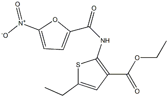 ethyl 5-ethyl-2-{[(5-nitro-2-furyl)carbonyl]amino}thiophene-3-carboxylate Struktur