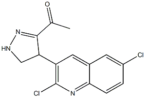 1-[4-(2,6-dichloro-3-quinolyl)-4,5-dihydro-1H-pyrazol-3-yl]ethan-1-one Struktur