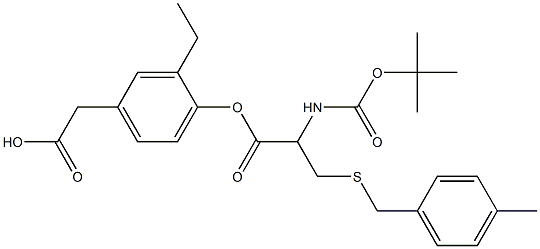 2-{4-[({2-[(tert-butoxycarbonyl)amino]-3-[(4-methylbenzyl)sulfanyl]propanoyl}oxy)m ethyl]phenyl}acetic acid Struktur