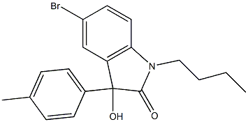 5-bromo-1-butyl-3-hydroxy-3-(4-methylphenyl)-1,3-dihydro-2H-indol-2-one Struktur