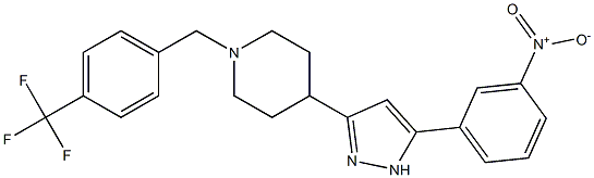 4-[5-(3-nitrophenyl)-1H-pyrazol-3-yl]-1-[4-(trifluoromethyl)benzyl]piperidine Struktur