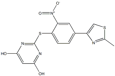 2-{[4-(2-methyl-1,3-thiazol-4-yl)-2-nitrophenyl]thio}pyrimidine-4,6-diol Struktur