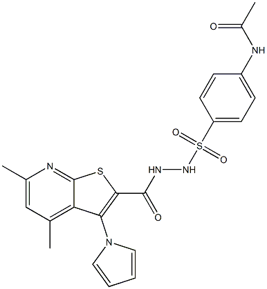 N-{4-[(2-{[4,6-dimethyl-3-(1H-pyrrol-1-yl)thieno[2,3-b]pyridin-2-yl]carbonyl}hydrazino)sulfonyl]phenyl}acetamide Struktur