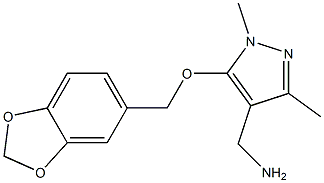 [5-(2H-1,3-benzodioxol-5-ylmethoxy)-1,3-dimethyl-1H-pyrazol-4-yl]methanamine Struktur