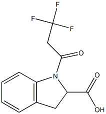 1-(3,3,3-trifluoropropanoyl)-2,3-dihydro-1H-indole-2-carboxylic acid Struktur