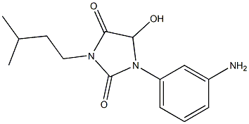 1-(3-aminophenyl)-5-hydroxy-3-(3-methylbutyl)imidazolidine-2,4-dione Struktur