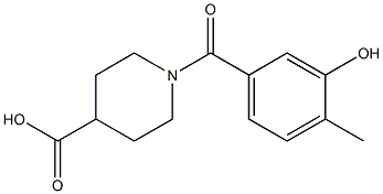 1-(3-hydroxy-4-methylbenzoyl)piperidine-4-carboxylic acid Struktur