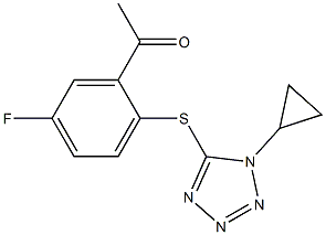 1-{2-[(1-cyclopropyl-1H-1,2,3,4-tetrazol-5-yl)sulfanyl]-5-fluorophenyl}ethan-1-one Struktur