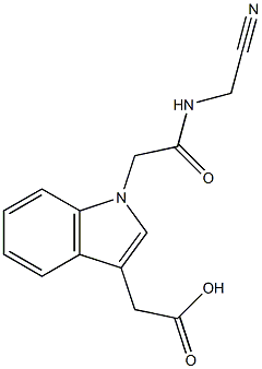 2-(1-{[(cyanomethyl)carbamoyl]methyl}-1H-indol-3-yl)acetic acid Struktur