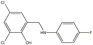 2,4-dichloro-6-{[(4-fluorophenyl)amino]methyl}phenol Struktur