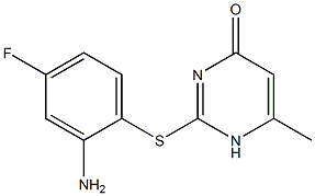 2-[(2-amino-4-fluorophenyl)sulfanyl]-6-methyl-1,4-dihydropyrimidin-4-one Struktur