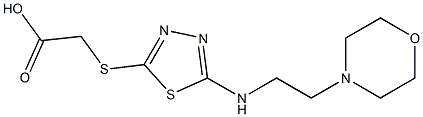 2-[(5-{[2-(morpholin-4-yl)ethyl]amino}-1,3,4-thiadiazol-2-yl)sulfanyl]acetic acid Struktur