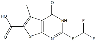 2-[(difluoromethyl)thio]-5-methyl-4-oxo-3,4-dihydrothieno[2,3-d]pyrimidine-6-carboxylic acid Struktur