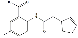 2-[2-(cyclopent-2-en-1-yl)acetamido]-5-fluorobenzoic acid Struktur