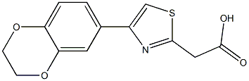 2-[4-(2,3-dihydro-1,4-benzodioxin-6-yl)-1,3-thiazol-2-yl]acetic acid Struktur