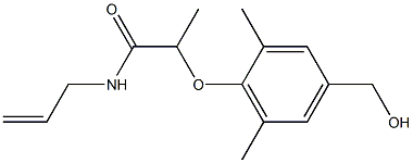 2-[4-(hydroxymethyl)-2,6-dimethylphenoxy]-N-(prop-2-en-1-yl)propanamide Struktur